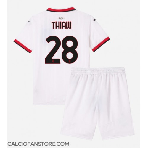 Maglia Calcio AC Milan Malick Thiaw #28 Seconda Divisa Bambino 2024-25 Manica Corta (+ pantaloncini)